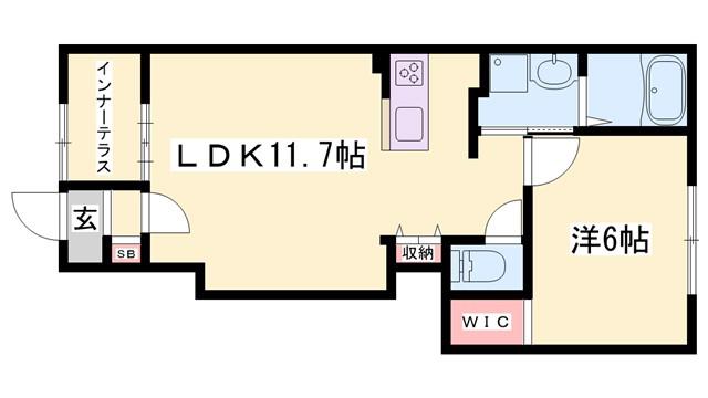 リッツ・グランディールII(1LDK/1階)の間取り写真