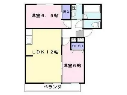 ハイツレインボー(2LDK/1階)の間取り写真