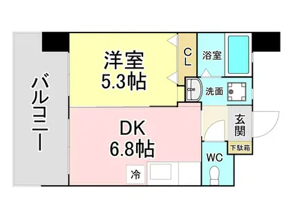 フェルト127(1DK/3階)の間取り写真