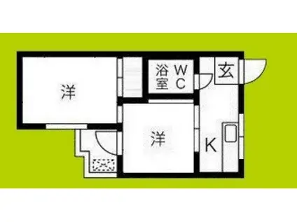 シャトー梅田(2K/2階)の間取り写真