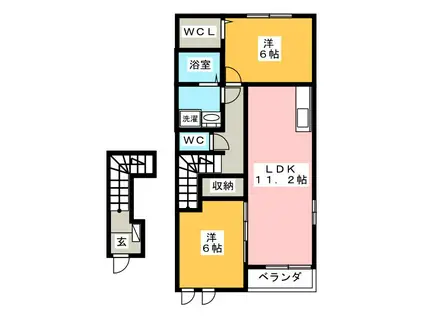 ニューアニメートIII(2LDK/2階)の間取り写真