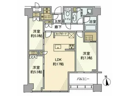 SHIROKANE THE SKY E棟(3LDK/41階)の間取り写真