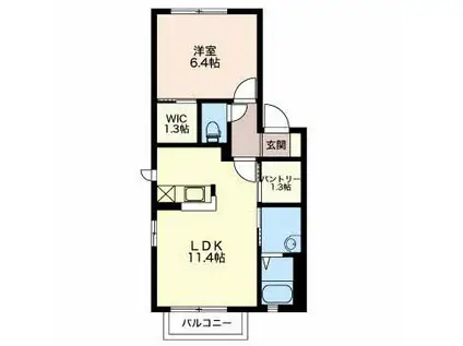 ヴォアソルテJ(1LDK/2階)の間取り写真