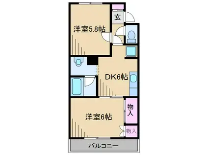 エザンス(2DK/3階)の間取り写真