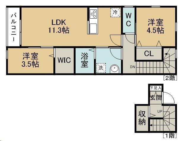 ピュアランド燕沢東(2LDK/2階)の間取り写真