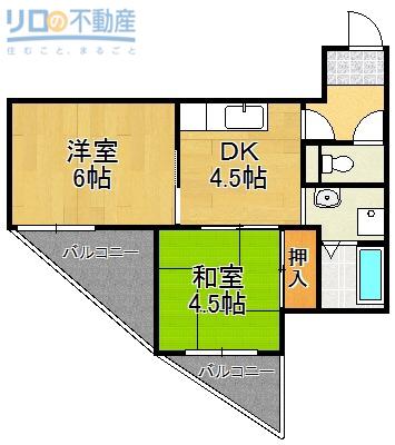 ランバー西園(2DK/2階)の間取り写真