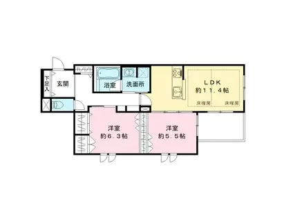 ウィステリア T(2LDK/2階)の間取り写真