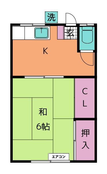 第二小菊荘(1K/2階)の間取り写真