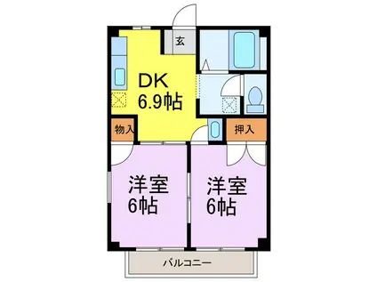 エルみなみ(2DK/1階)の間取り写真