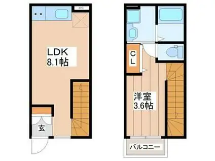 アルカンシエルK(1LDK/1階)の間取り写真