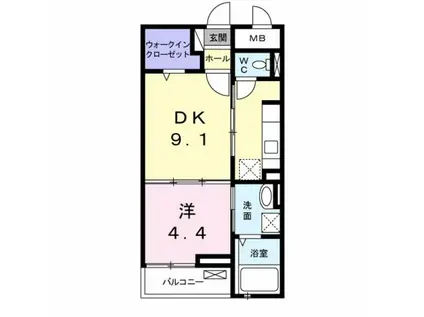 グレイスフル(1DK/2階)の間取り写真