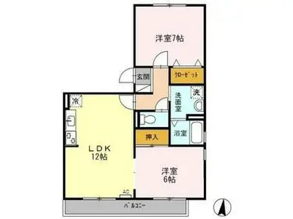 エスパス寺島(2LDK/2階)の間取り写真