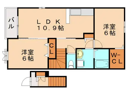 ジェイ・ヴィルタスV(2LDK/2階)の間取り写真