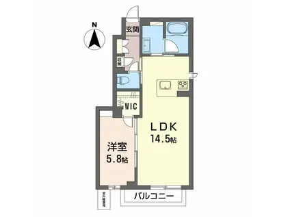 シティプラザ青森C棟(1LDK/1階)の間取り写真