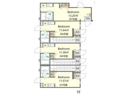 プラチナフォルム堀切菖蒲園(ワンルーム/1階)の間取り写真