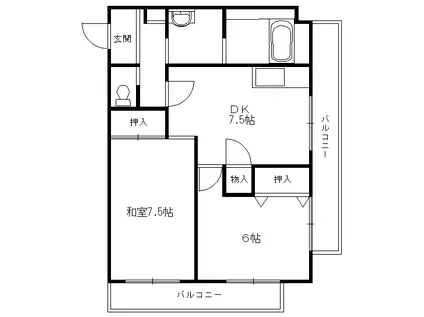 ドゥミメゾン(2K/4階)の間取り写真