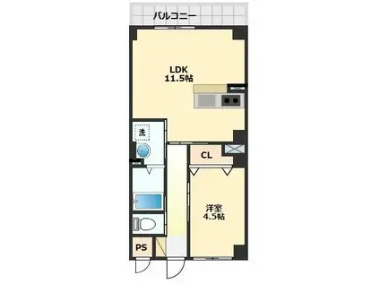 アスフォート野洲(1LDK/5階)の間取り写真