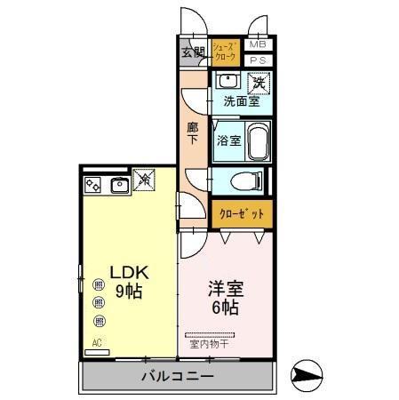 パシ・アージュパルコ(1LDK/3階)の間取り写真