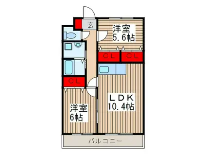 GIFT III(2LDK/4階)の間取り写真