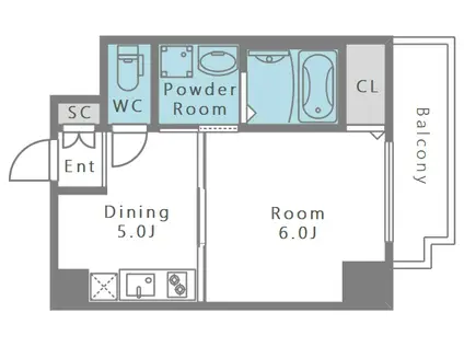 グランカーサ天王寺イースト(1DK/6階)の間取り写真