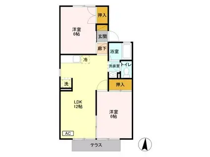 セジュール・砥上B棟(2LDK/2階)の間取り写真