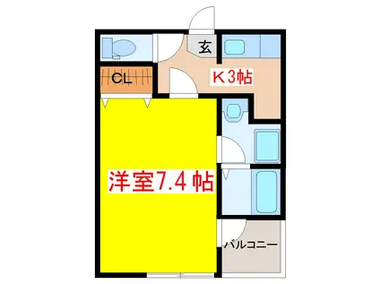 エミリア川内08(1K/2階)の間取り写真