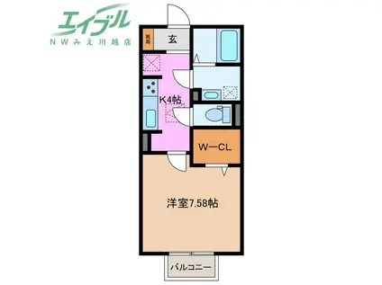 HAPPY(1K/1階)の間取り写真