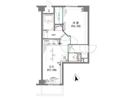 リグランド千歳烏山(1DK/1階)の間取り写真