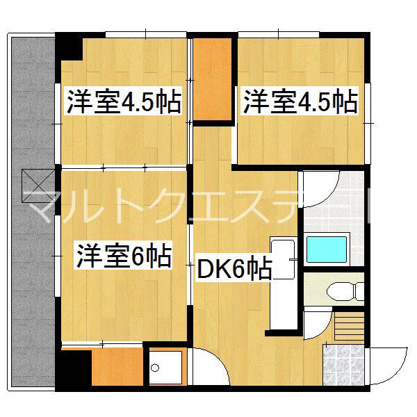 吹上ビル(3DK/3階)の間取り写真