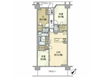 プラウドシティ越中島 アクアテラス棟(2SLDK/5階)の間取り写真