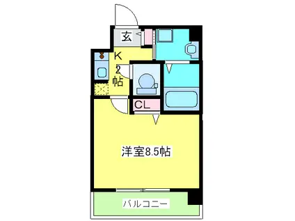 プロシード本町西SERENO(1K/8階)の間取り写真