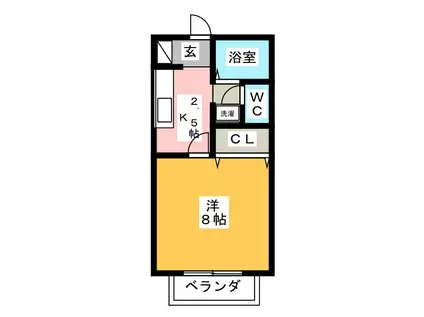 サンFRIENDSフロント B(1K/2階)の間取り写真