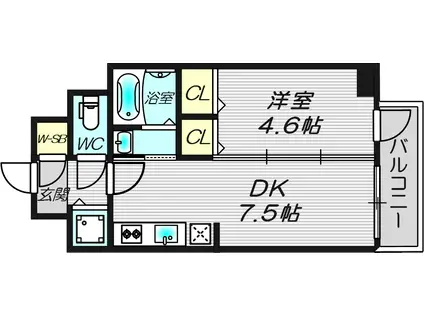 BPRレジデンス本町東(1DK/11階)の間取り写真