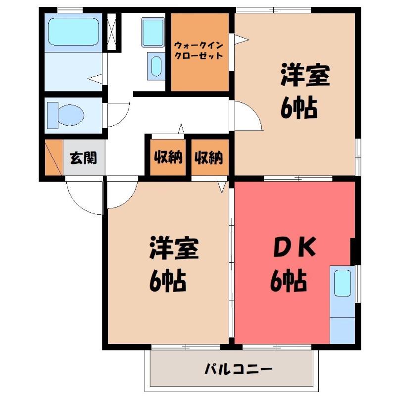 ニューポワールB(2DK/1階)の間取り写真
