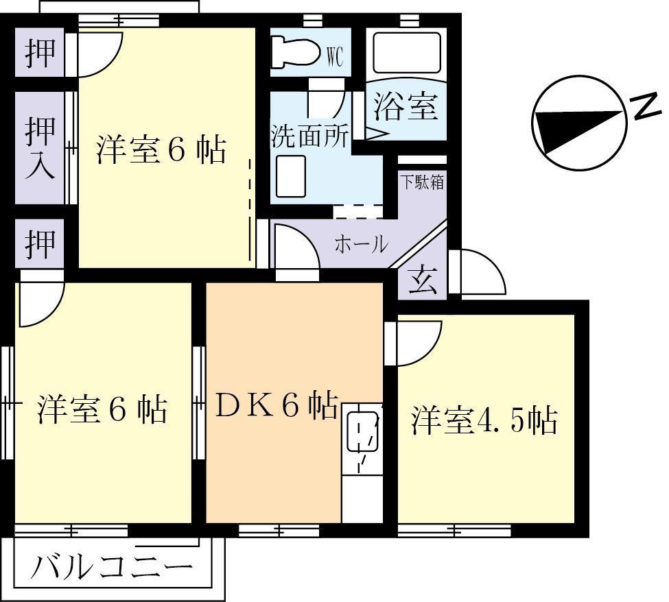 パークアベニューA(3DK/2階)の間取り写真