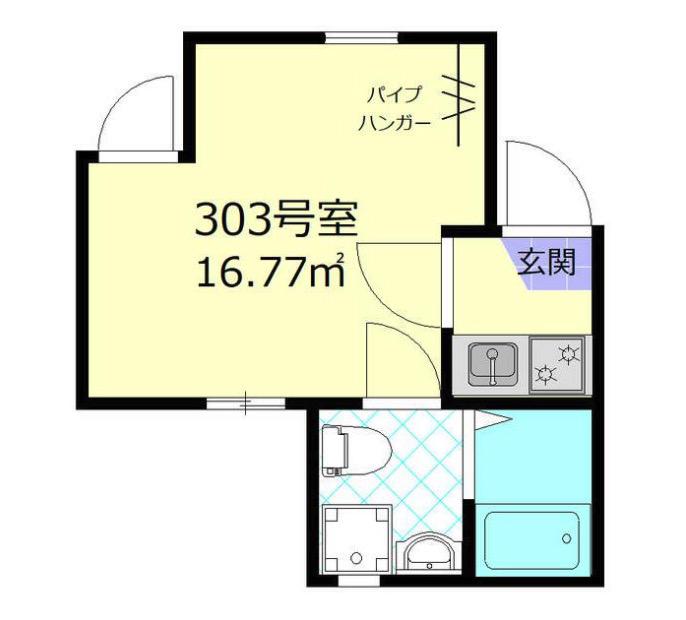 エーハイム栗原(1K/3階)の間取り写真