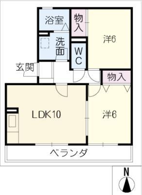 フレージュシャパC棟(2LDK/1階)の間取り写真