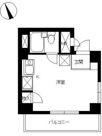 スカイコート浅草第3(ワンルーム/6階)の間取り写真
