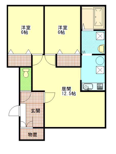 シャンパニー(2LDK/2階)の間取り写真