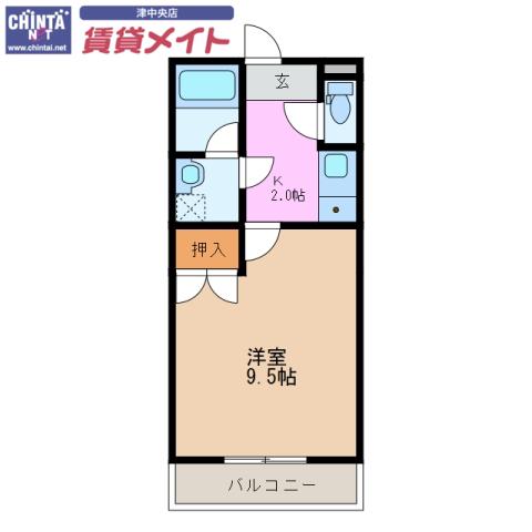 コーポバロン 中野(1K/3階)の間取り写真