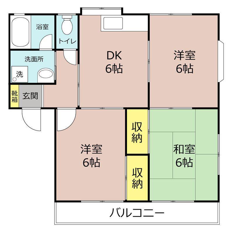 松本コーポ1号棟(3DK/2階)の間取り写真