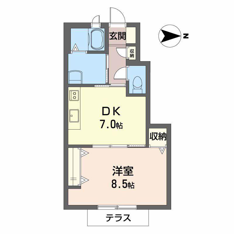 ブランシェ(1DK/1階)の間取り写真