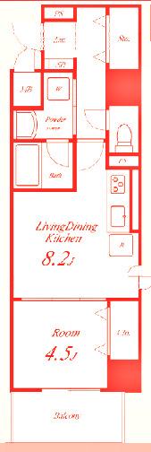 レジデンス湘南平塚(1LDK/7階)の間取り写真