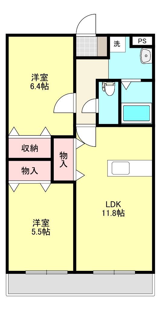 Dクレスト(2LDK/2階)の間取り写真