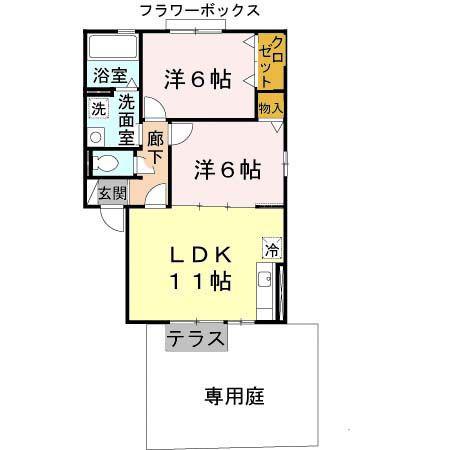 クレールアビタシオンKONISHI(2LDK/2階)の間取り写真