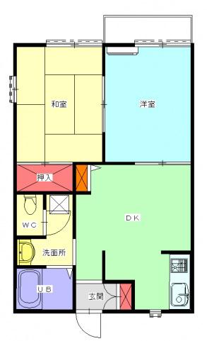 クローカス B(2DK/2階)の間取り写真