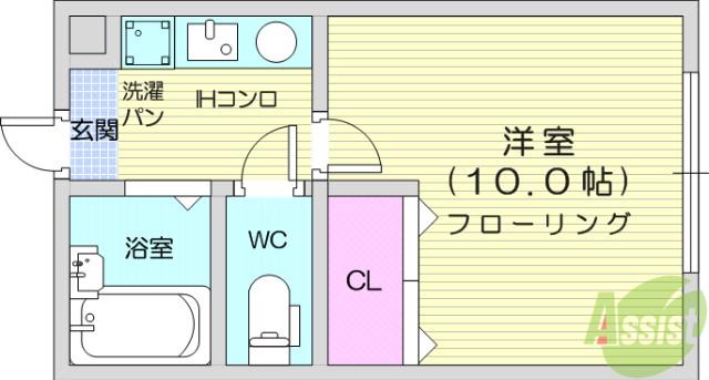 多賀城イーストA棟(1K/2階)の間取り写真