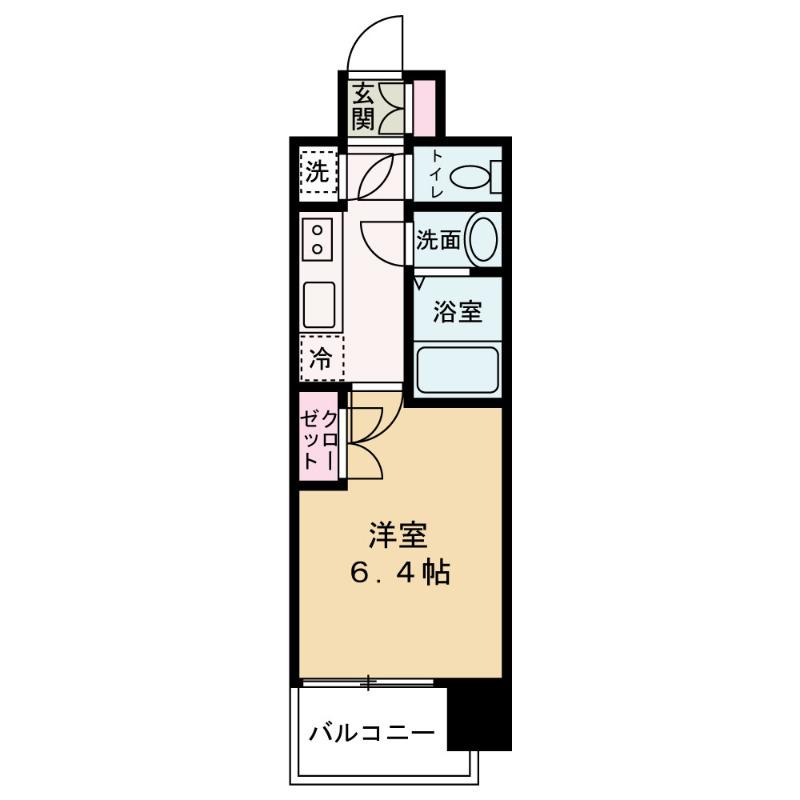 レジュールアッシュ大阪城北(1K/11階)の間取り写真