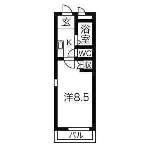 エスポワール光(1K/1階)の間取り写真