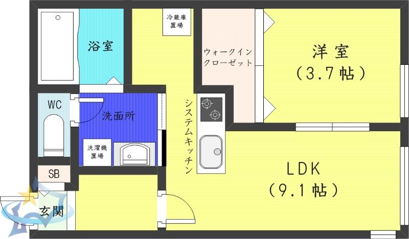 HALENIX札幌医大前(1LDK/3階)の間取り写真